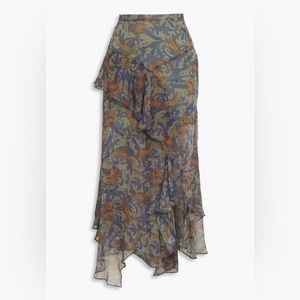 VERONICA BEARD
Trixie ruffled printed silk-chiffon midi skirt